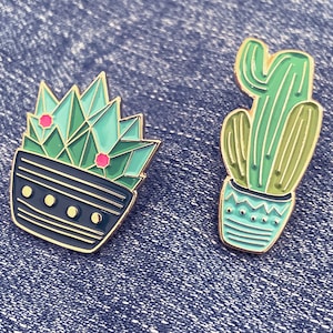 Cactus Enamel Pin Lapel Pin Badge Blue Turquoise