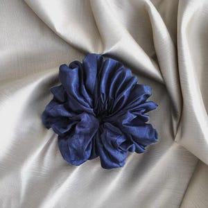 Oversized Gingham Scrunchies: Embroidered Chiffon Frill Hair Ties