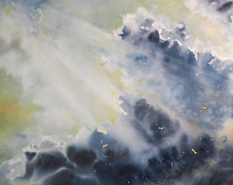 Dramatic Sky, Watercolour Painting, Landscape Painting, Clouds painting, Original Art, Skyscape, Rain Clouds, Moody Landscape, Stormy Sky