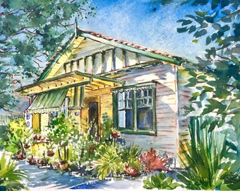 Dipinto ad acquerello per la casa, Ritratto di casa personalizzato, Arte ad acquerello, Ritratto di casa ad acquerello, Regalo per trasloco, Dipinto di casa da foto