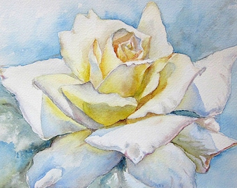 Mothers day gift, White Rose, Watercolor Painting, Flower painting, Floral Painting, Rose painting, Rose Watercolour, Original Painting