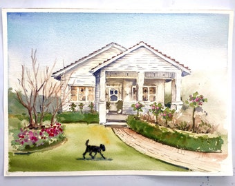 Watercolour home painting, Custom House Portrait, Watercolour art, Watercolour House Portrait, House Moving Gift, House Painting from Photo