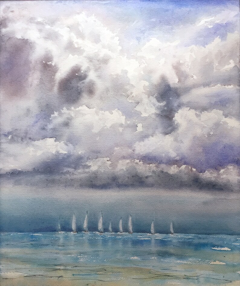 Sydney Harbour Regatta Watercolour Painting Seascape Etsy Australia