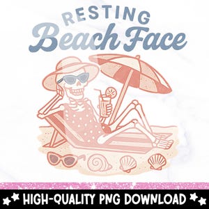 Resting Beach Face Skeleton PNG: Funny Summer Clipart (Digital Download)