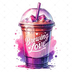 Pink Valentines Cute Coffee Clipart, Shirt Sublimation Design, Digital Download, PNG Instant DIGITAL ONLY, Glass Jar Png, Tshirt Design