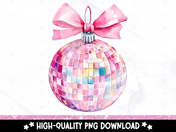 Disco Christmas Ornament PNG, Retro Holiday DTF Transfer, Coquette Disco Ball PNG, Sublimation Transfers, Dtf File, Instant Digital Download