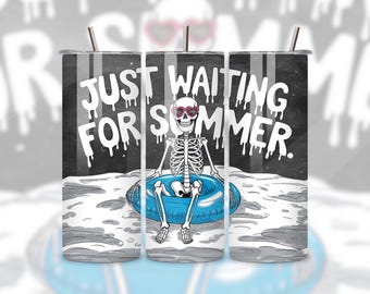 Funny Skeleton Summer Tumbler Wrap: 20 oz Seamless Sublimation Design (Digital Download)