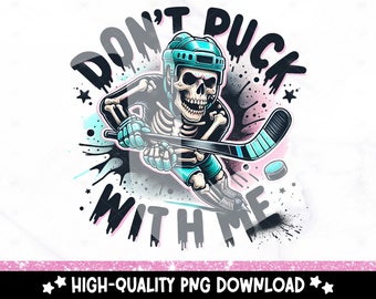 Snarky skelethockeyspeler PNG: grappig clipartontwerp (digitale download)