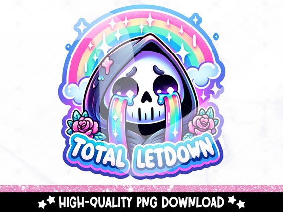 Total Letdown PNG, Snarky Skeleton Clipart, Rainbow Sublimation Design, Failure Tshirt DTF Design, Tumbler Wrap, Mug, Sticker, Depressed Png