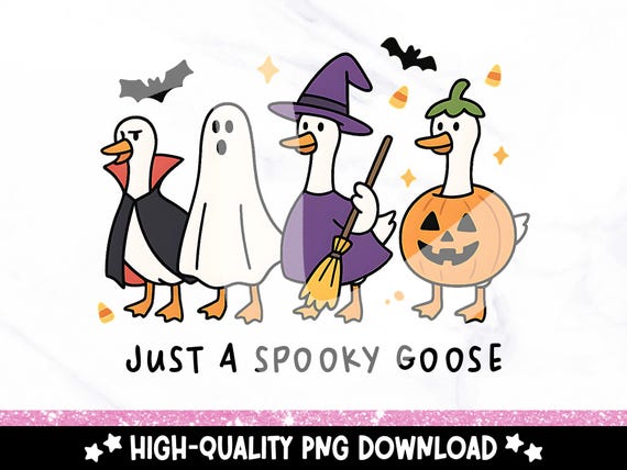 Spooky Goose PNG, Halloween Silly Goose Clipart, Halloween Goose Sublimation Design, Funny Digital Download for Spooky Season, DTF File
