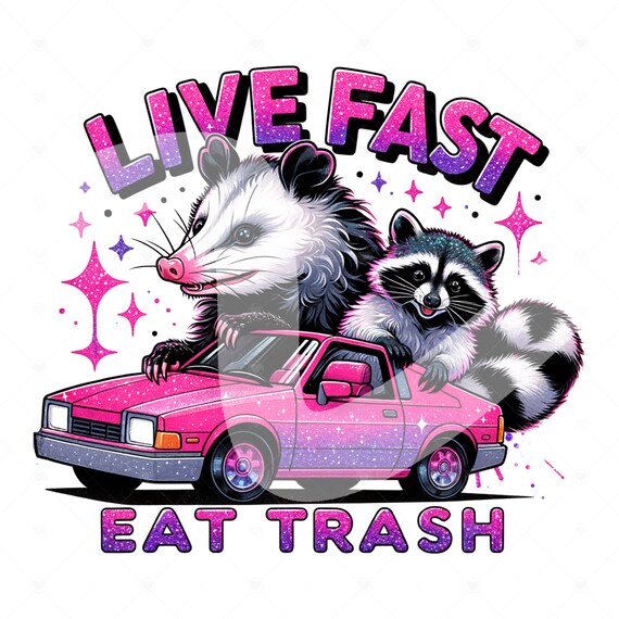 Live Fast Eat Trash PNG, Funny Opossum Clipart, Stay Trashy Png, Raccoon PNG, Sarcastic Png, Sublimation Design, Funny Tshirt Design, DTF
