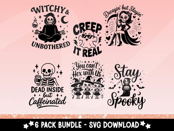 Halloween SVG Bundle – Cute Grim Reaper & Skeleton SVGs for Cricut and Silhouette | Spooky Funny Halloween Designs for Shirts and Tumblers