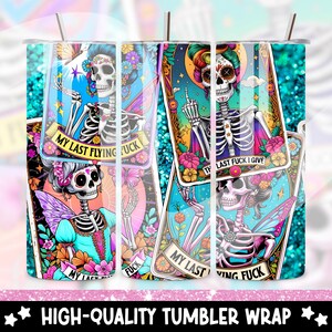 Sarkastische Tarot Karten Tumbler Wrap, Snarky Witchy Skelett 20 Unzen Skinny Gerade Tumbler Wrap Sublimation Design, Lustiger Tumbler PNG Download