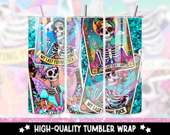 Snarky Skeleton Tarot Tumbler Wrap: Funny Witchy PNG (Digital Download)