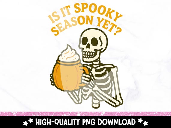 Waiting for Spooky Season PNG, Cute Summerween Skeleton Coffee Clipart, Trendy Summer Halloween Sublimation Design, Spooky Summer PNG SVG