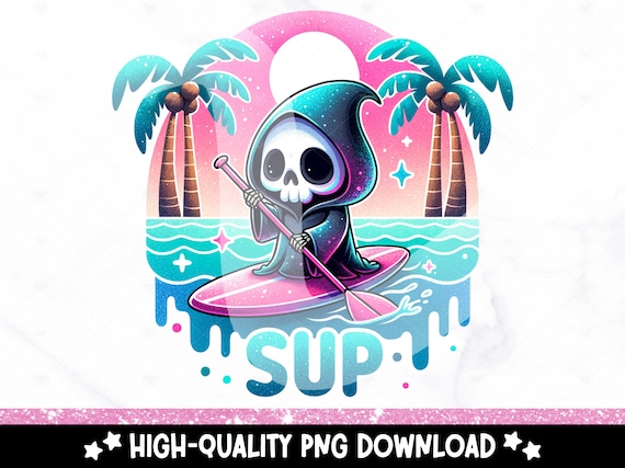 Stand Up Paddle Board PNG, SUP Retro Png, Funny Summer Skeleton Clipart, Snarky Sublimation Design, Lake Vacation DTF File, Tshirt Design