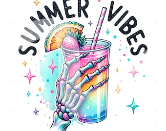 Spooky Summer Skeleton Drink PNG: Pastel Goth Clipart (Digital Download)