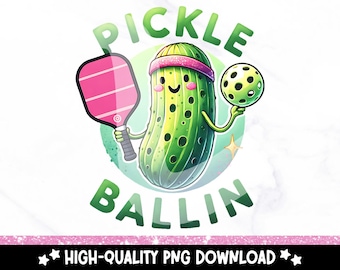 Pickle Ballin clipart, grappige augurk png, schattige augurk bal sublimatie ontwerp, augurk DTF-overdrachtsbestand, Dink This shirt, Tumbler Wrap