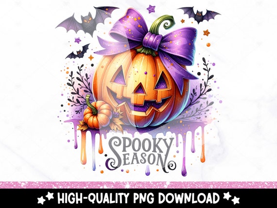 Spooky Season PNG, Retro Halloween Clipart, Cute Pumpkin Sublimate, Halloween Shirt Sublimation Design, Witchy Bats Png, Spooky Vibes DTF