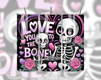 Goth Valentines Skeleton Tumbler Wrap: Spooky Love, png (digitale download)