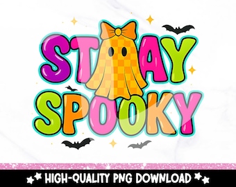 Retro neonspook PNG: griezelig Halloween-sublimatieontwerp (digitale download)