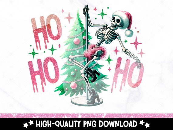HoHoHo Skeleton PNG, Christmas Ho Ho Ho Sublimation Design, Funny Santa Digital Download, Spooky Holiday Shirt DTF Transfer, Tshirt, Mug
