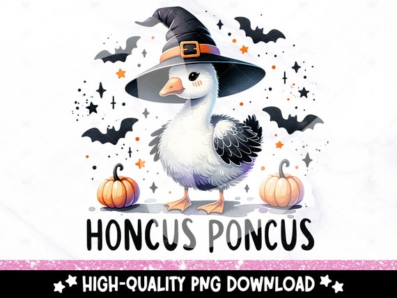 Funny Halloween Goose PNG, Honcus Poncus Clipart, Witch Goose Sublimation PNG, Silly Goose Uv DTF Transfer File, Cute Fall Tshirt Design