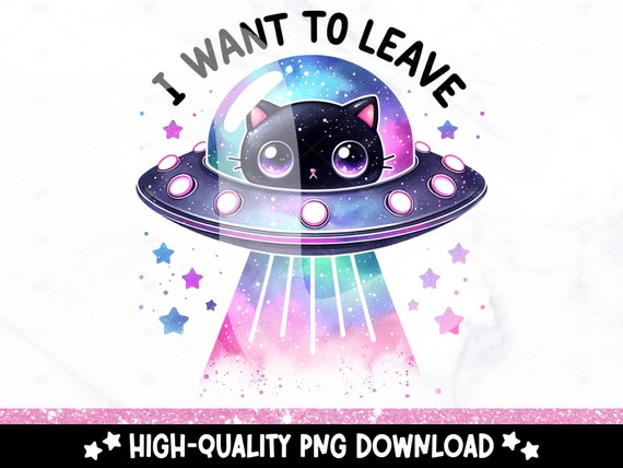 I Want To Leave PNG, Spooky Black Cat Clipart, Snarky Tshirt Sublimation Design, Sarcastic DTF Transfer, Mental Health, Sticker, Mug, Wrap