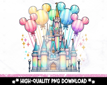 Retro Castle Vacation PNG: Orlando Theme Park Clipart (Digital Download)