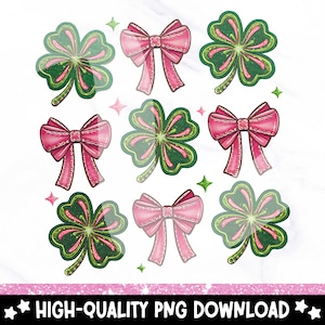 Coquette St Patricks Day PNG, Glitter Shamrock Sequins Clipart, St Pattys Day PNG, Four Leaf Clover Sequin Bows, Sublimation Design File