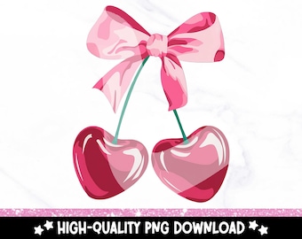 Kokette Kirschherzen PNG: Valentinstag Clipart (digitaler Download)