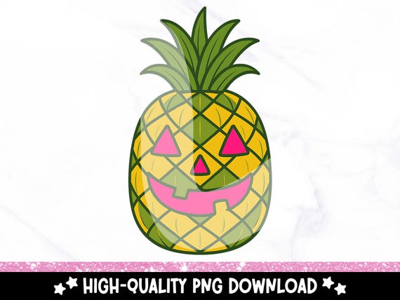 Pineapple Pumpkin PNG, Cute Summerween Clipart, Tropical Halloween Sublimation T-Shirt Design, Pineapple Jack o Lantern PNG