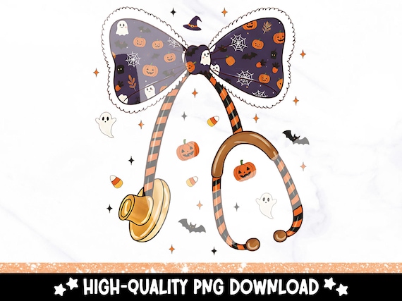Halloween Nurse Stethoscope PNG: Coquette Fall Clipart (Digital Download)