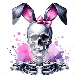 Spooky Easter Skeleton Bunny PNG: Sublimation Design (Digital Download)