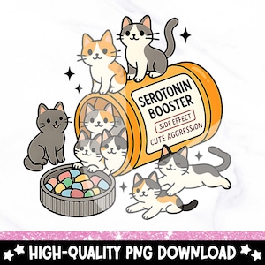Gatos com Serotonina PNG: Clipart de Saúde Mental (Download Digital)
