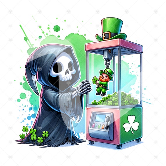 Funny St Patricks Day Clipart, Grim Reaper Png, Leprechaun Sublimation PNG, Saint Patricks Day Tshirt Design, Sublimation Tumbler Wrap