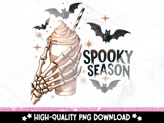 Spooky Season Coffee PNG, Coquette Fall Coffee Shirt Sublimation Design, Halloween Coffee PNG, Snarky Skeleton DTF Transfer, Trendy Tshirt