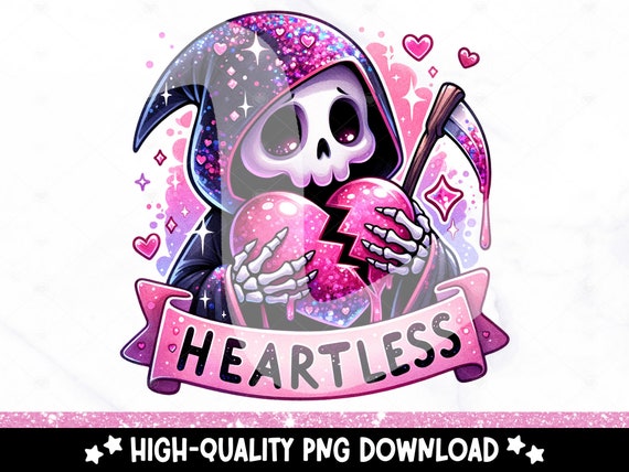 Heartless Reaper PNG, Anti-Valentine's Clipart, Shirt Sublimation Design, Digital Download, DTF Transfer File, Tshirt Design, Glass Jar, Mug