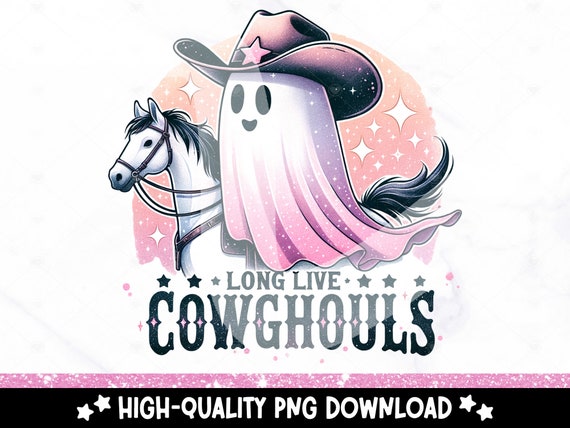 Long Live Cowghouls PNG, Western Ghost Halloween Sublimation, Retro Ghost DTF Transfer, Spooky Shirt Design, Sublimation Download, Tumbler