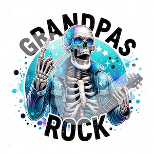Skeleton Grandpa Sublimation Design, Grandpas Rock PNG, Funny Papa Clipart, Fathers Day Shirt Png, Rock n Roll DTF Transfer, Mug, Sticker