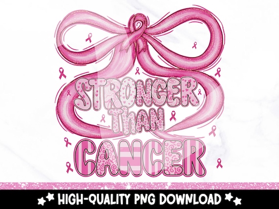 Stronger than Cancer PNG: Breast Cancer Awareness Clipart (Digital Download)