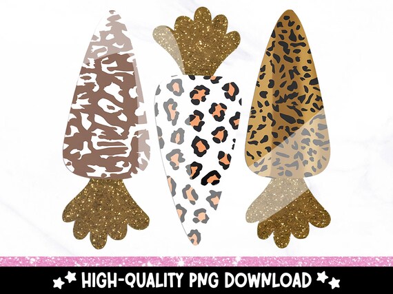 Glitter Easter Carrots PNG, Cute Glitter Easter Clipart, Preppy Leopard Print Spring Sublimation Design, Easter T-Shirt DTF Transfer PNG