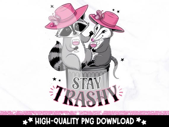 Stay Trashy PNG, Raccoon and Opossum Clipart, Trash Panda PNG, Sarcastic Png, Funny Sublimation Design, Opossum Clipart, Funny Tshirt Design