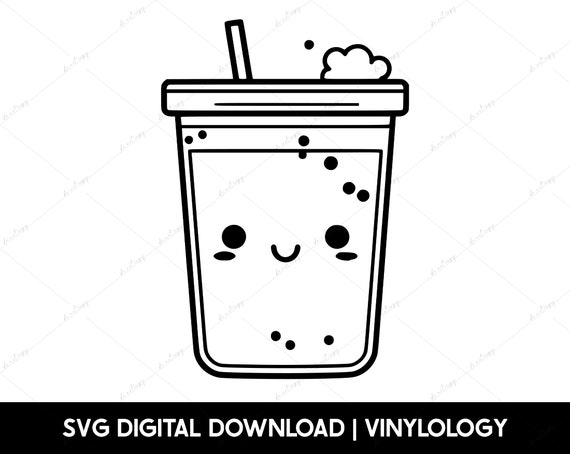 Kawaii Boba SVG, Cute Bubble Tea SVG, Boba Tea PNG, Boba Clipart Svg Files for Cricut, Svg for Shirts, Matcha Svg Cut File, Engraving Design