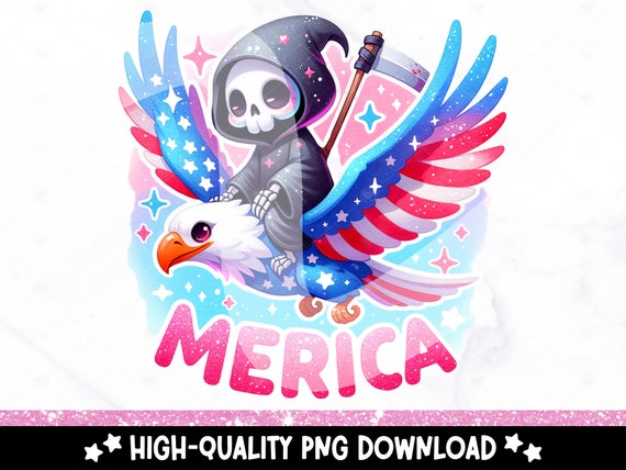 Fourth of July Grim Reaper Clipart, Funny Merica PNG, Snarky Skeleton Sublimation Design, 4th of July DTF Transfer, Trendy Freedom Tshirt