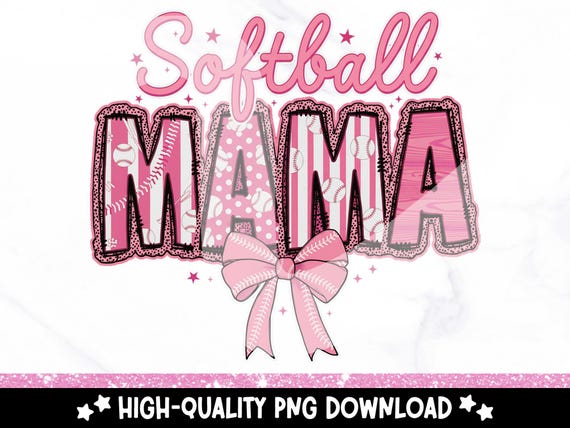 Softball Mama PNG: Coquette Soft Ball Mom Clipart (Digital Download)