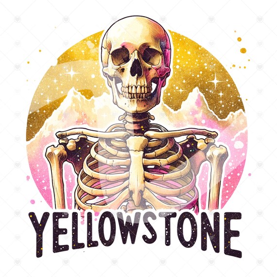 Yellowstone Vacation PNG, Retro Skeleton Sublimation Design Download, Western Sublimations, Summer Skeleton Clipart, Summer Shirt Design