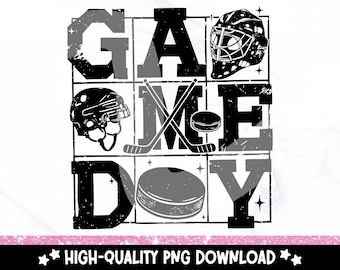 ホッケーの試合日 PNG: レトロなスポーツシーズンのクリップアート (デジタルダウンロード)