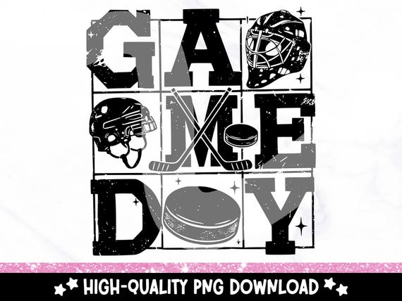 Hockey Game Day PNG: Retro Sports Season Clipart (Digital Download)
