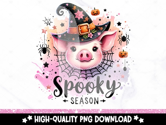 Funny Halloween Pig PNG, Spooky Season Clipart, Halloween Pig Sublimation Design, Spooky Pig DTF Transfer File, Cute Tshirt, Tumbler, Mug